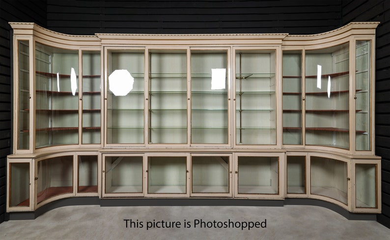 Huge antique display cabinet with glass doors in Gustavian style, Denmark. One of a kind. Worldwide shipping included. image 2