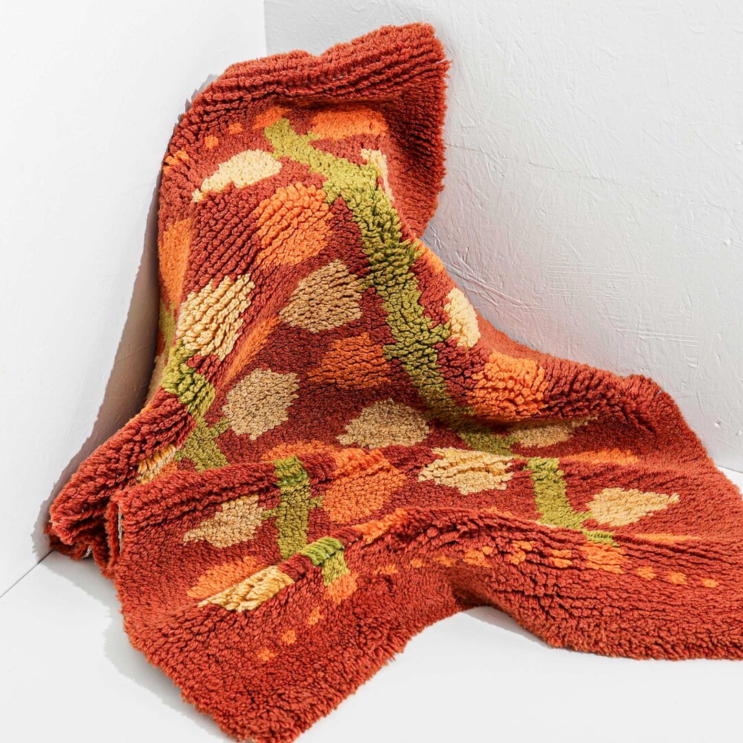 Etsy Rya Rug Kits Rya Rug (M) Vintage 1970s Danish Rya Rug With Stylized Floral Pattern ...