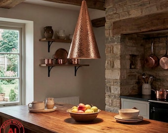 T.H. Valentiner Hammered Copper Pendant Lamp – Cone-shaped Danish