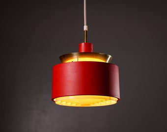Timeless classic danish MCM aluminium design pendant hanging lamp.