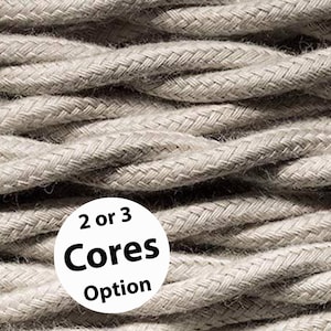 Beige dove twisted cotton, textile electric cable, Made in Italy