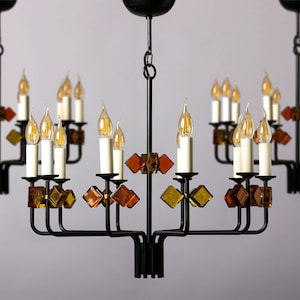 10-arm Chandelier by Svend Aage Holm Sorensen, mid-century modern design, ( 3 pieces in stock )
