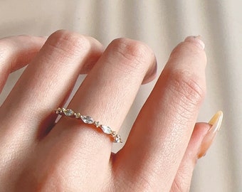 Marquise Diamond Eternity Ring | Stacking Ring with Cubic Zirconia