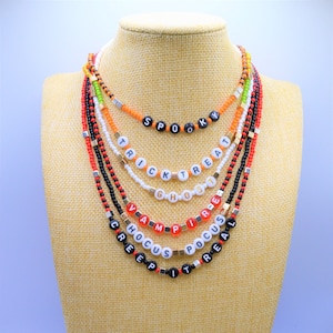 Customizable Halloween Necklace,Beaded Halloween Choker,Personalized Letter Halloween Necklace, Spooky Halloween Necklace,Halloween Jewelry