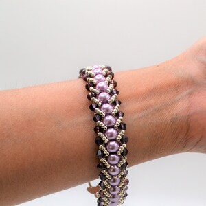 Black Golden Purple Pearl Bicone Bracelet,Flat Spiral Bracelet, Seed Bead Bracelet,Luxury Bracelet,Delicate Bracelet,Trendy Bracelet Purple