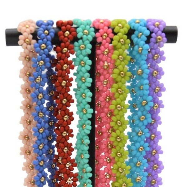 Multicolor Daisy Beaded Easter Bracelet, Handmade Bracelets,Seed Bead Bracelet, Friendship Bracelets,BFF Bracelets, Women Teen Kids Bracelet