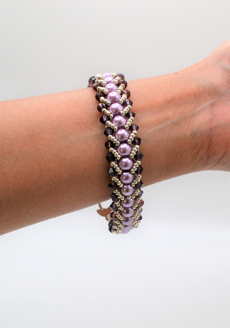 Black Golden Purple Pearl Bicone Bracelet,Flat Spiral Bracelet, Seed Bead Bracelet,Luxury Bracelet,Delicate Bracelet,Trendy Bracelet Purple