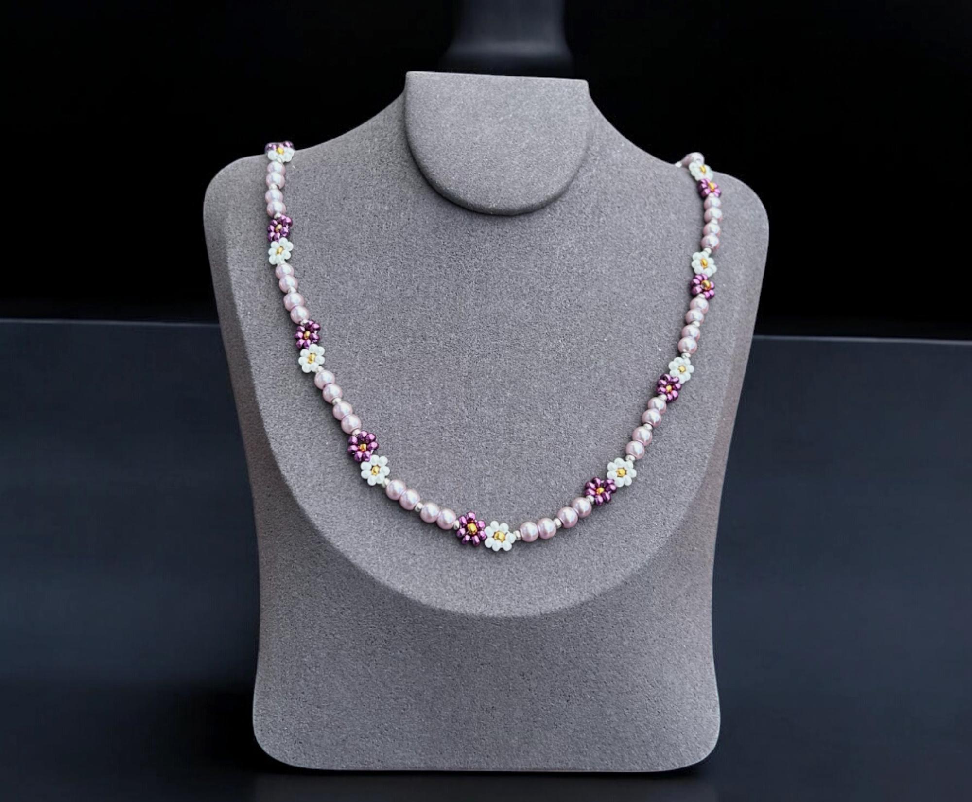 Collana Girocollo Con Perline Margherita In Acciaio Al Titanio – Gioiello Semplice Ed Elegante Per Donna, Ideale Per Feste E Matrimoni