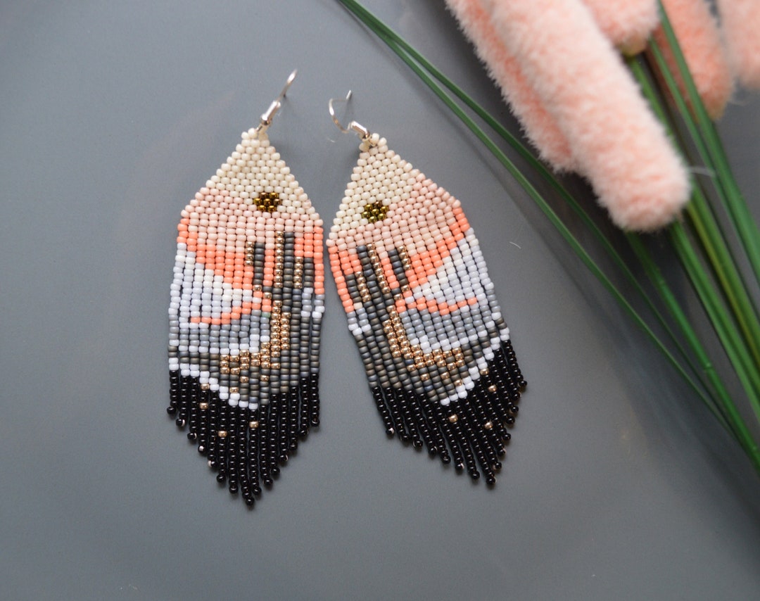 Cactus Seed Bead Fringe Earrings, Boho Dangle Earrings - Etsy