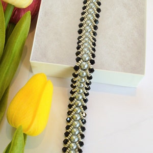 Black Golden Purple Pearl Bicone Bracelet,Flat Spiral Bracelet, Seed Bead Bracelet,Luxury Bracelet,Delicate Bracelet,Trendy Bracelet image 6