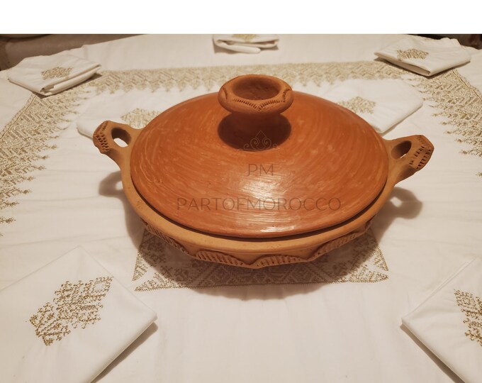 1.3L Clay Tagine , Unglazed Moroccan Tajine, Slow Cooker, Hand Made