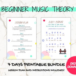 Music Theory FGAB Notes Worksheet For Children And Beginners, 7 Day Printable Worksheet Bundle and Lesson Plan Included!