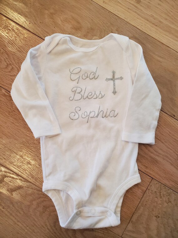 Baptism Onesie God Bless Onesie Christening Onesie Baptism Etsy