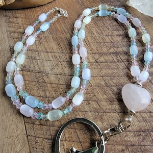 Lanyard | ID Card Holder | Beaded Lanyard | Teacher Lanyard | Natural Gemstone Lanyard | Badge Holder