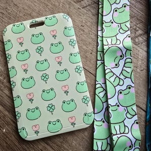 ID holder & Lanyard | Frog Lover | Teacher Lanyard | 2 card ID Badge Holder | Marbled Lanyard ID holder