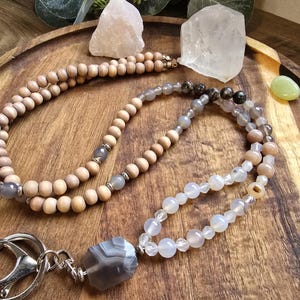 Magnetic Clasp Breakaway Lanyard | ID Card Holder | Beaded Lanyard | Teacher Lanyard | Natural Gemstone Lanyard | Badge Holder