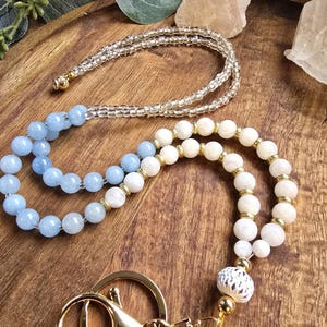 Magnetic Clasp Breakaway Lanyard | ID Card Holder | Beaded Lanyard | Teacher Lanyard | Natural Gemstone Lanyard | Badge Holder