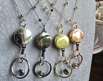 Classy Upscale Gold/Silver/Rose Gold toned Lanyard | Simple Retractable Badge Reel Lanyard | Teacher Lanyard | ID Badge Holder
