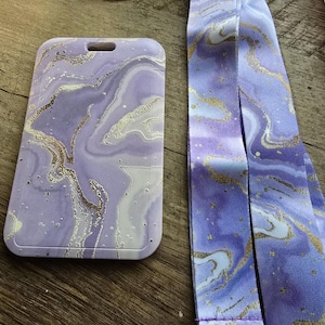 ID holder & Lanyard | 2 card  Teacher Lanyard | ID Badge Holder | Marbled Lanyard ID holder