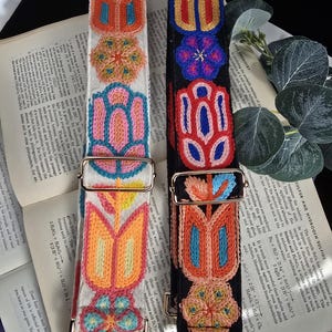 Bright, Floral Embroidered Crossbody Strap for Phone, Wallet or Purse | Adjustable 28 to 52 inches