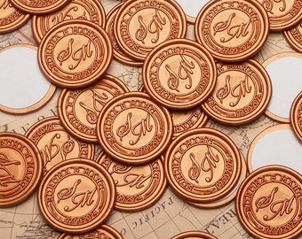 Self-Adhesive Wax Monogram Seals, Handmade Wax Seals, Initial Logo Wax Seals, Self-Adhesive Wax Seals, Wax Seal Stickers, Invitation Sticker