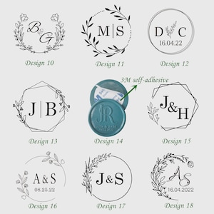 Custom Self-Adhesive Wax Seals, Wax Seal Stickers, Wedding Wax Seal Stickers, Monogram Self Adhesive Wax Seal Sticker, Custom Wax Seals image 3