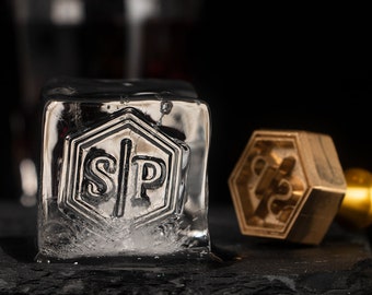 Monogram Ice Stamp, Custom Ice Cube Stamp, Stamp For Ice Cubes, Ice Brander, Initials Ice Cube Stamp, Brass Mold for Ice, Christmas Gifts