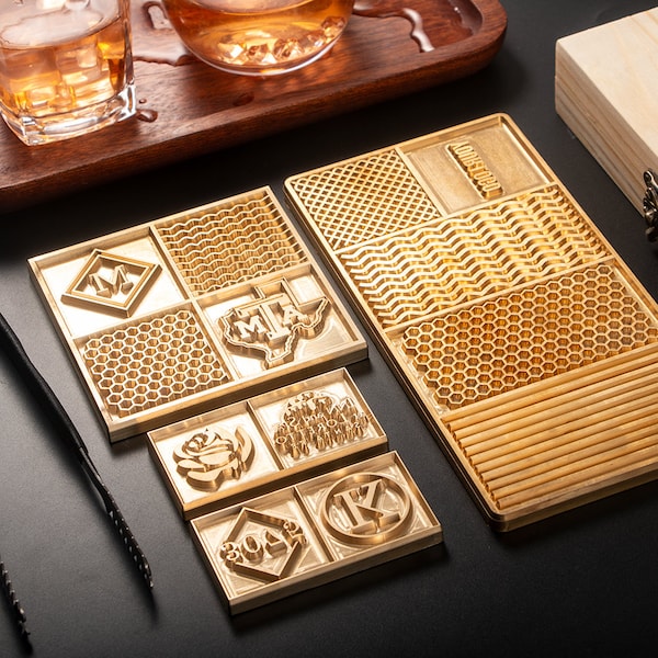 Bandeja de hielo personalizada - Plato de hielo personalizado - Sello de hielo personalizado - Plato para cubitos de hielo con logotipo de bar personalizado - Sello de marca para cubitos - Molde de latón para hielo - Regalo personalizado
