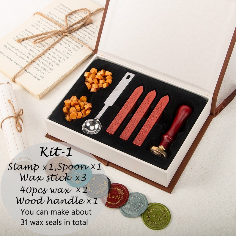 Custom Any Design, Custom Wax Seal Stamp Kit, Custom Wedding Wax Seal, Custom Logo Wax Seal Stamp, Custom Wax Stamps, Initial Wax Seal Kit 1