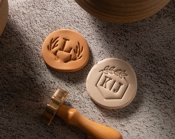 Timbre de poterie personnalisé, timbre d’argile de logo personnalisé, timbre en laiton pour poterie, timbre de poterie personnalisé, moule en laiton pour argile, cadeau personnalisé