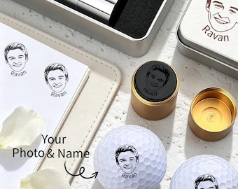 Personalized Golf Ball Portrait Name Stamps, Custom Golf Ball Stamp, Portrait Photo Golf Ball Stamp, Face Golf Marker Stamp, Golfer Gifts
