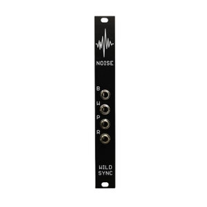 May include: Black metal panel with the word "NOISE" and a white waveform graphic. The panel has four jacks labeled "B", "W", "P", and "R". The bottom of the panel says "WILD SYNC".