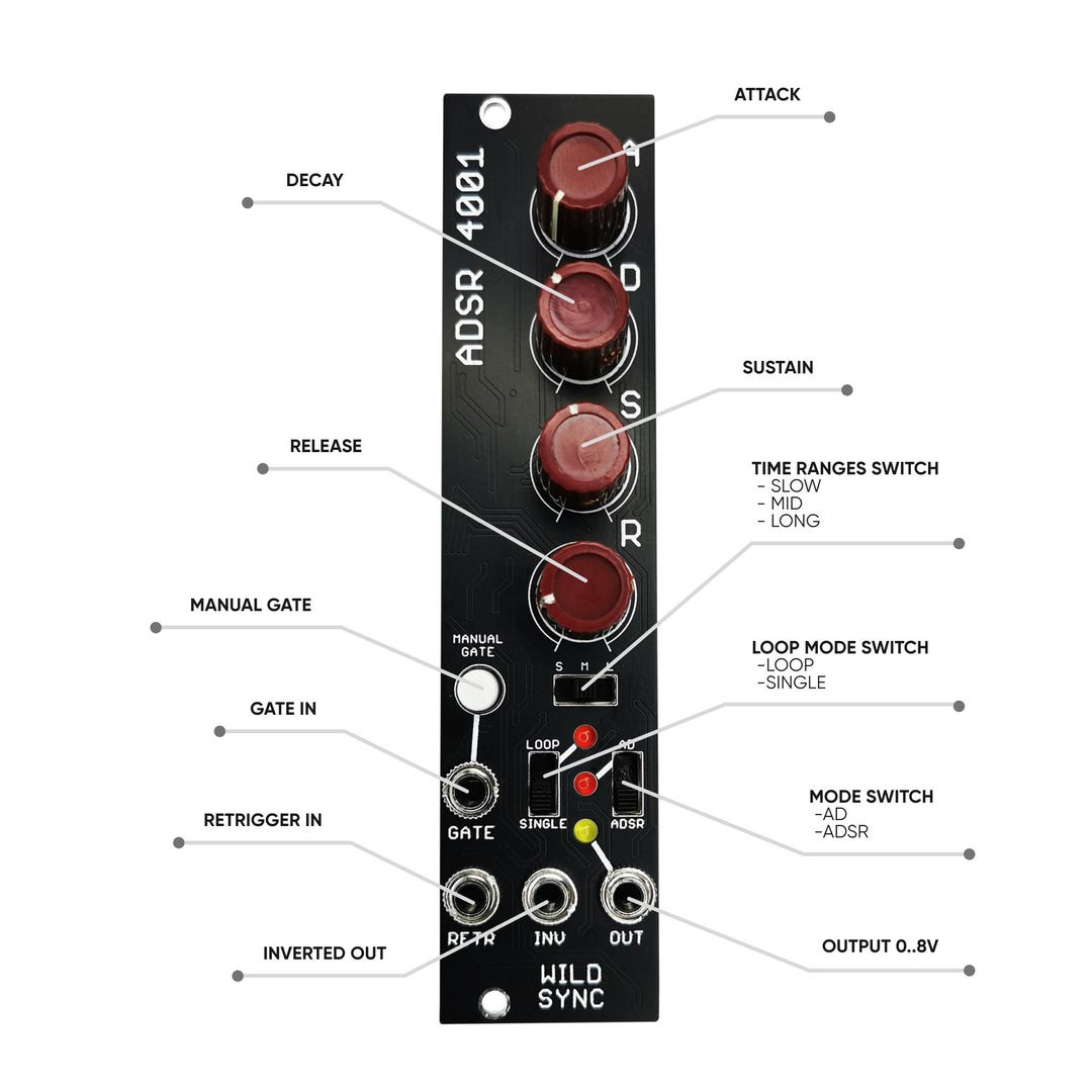 WILDSYNC ADSR 4001 - Analog Eurorack Envelope Generator (ADSR Module ...