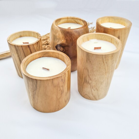 Eco Interior Candles Wooden Glass Hand Made Aroma Candle Wax Soy