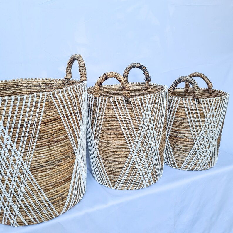Wicker Baskets Set of 3 Laundry Basket Wicker Items Storage Etsy