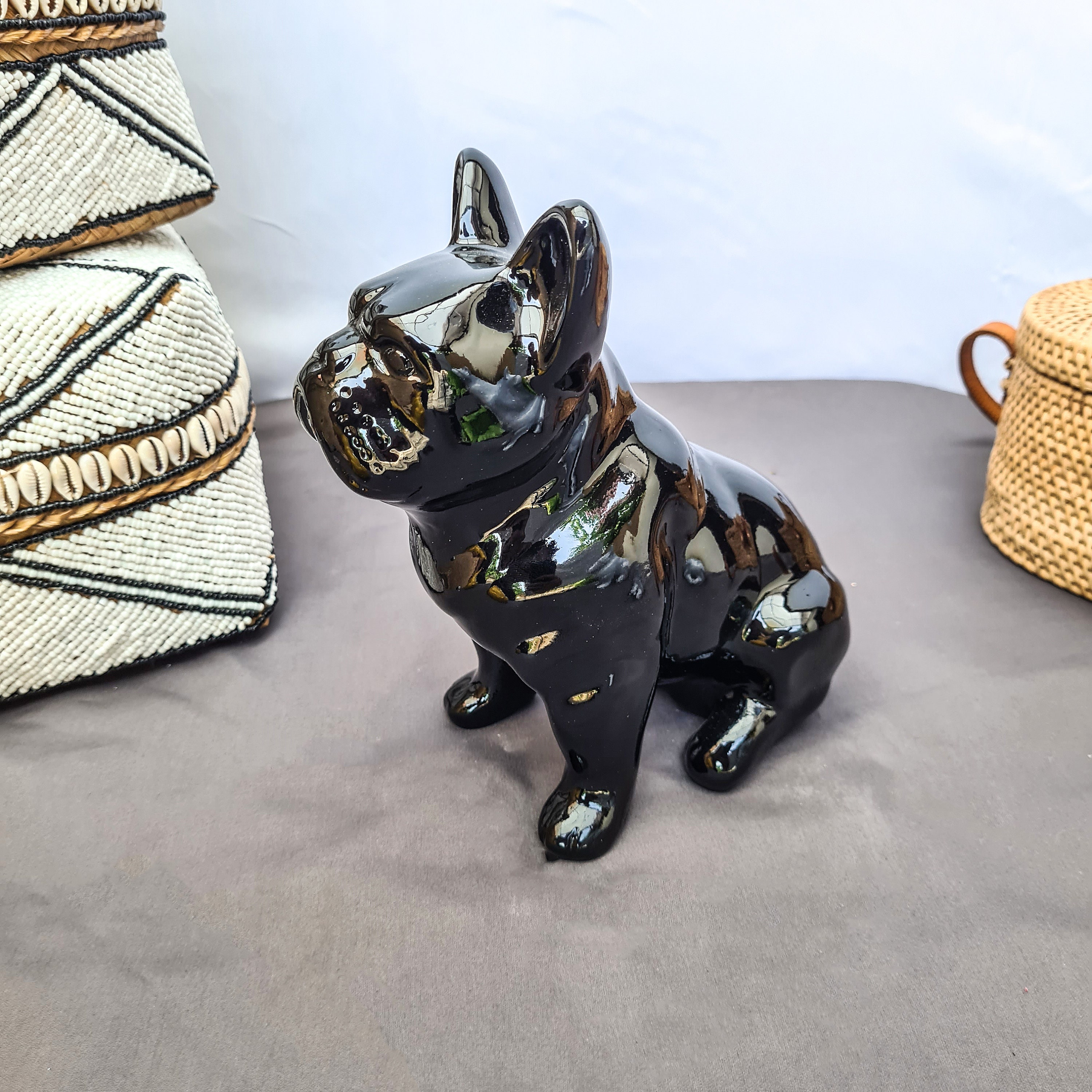Large Sitting Fiberglass Bulldog Figure - Single Color