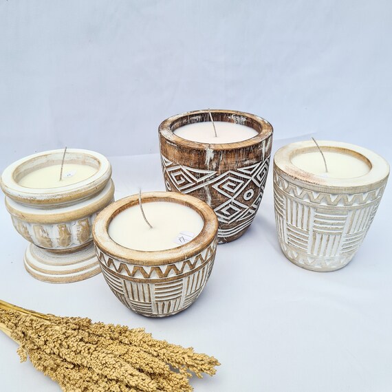 Eco Interior Candles Wooden Glass Hand Made Aroma Candle Wax Soy