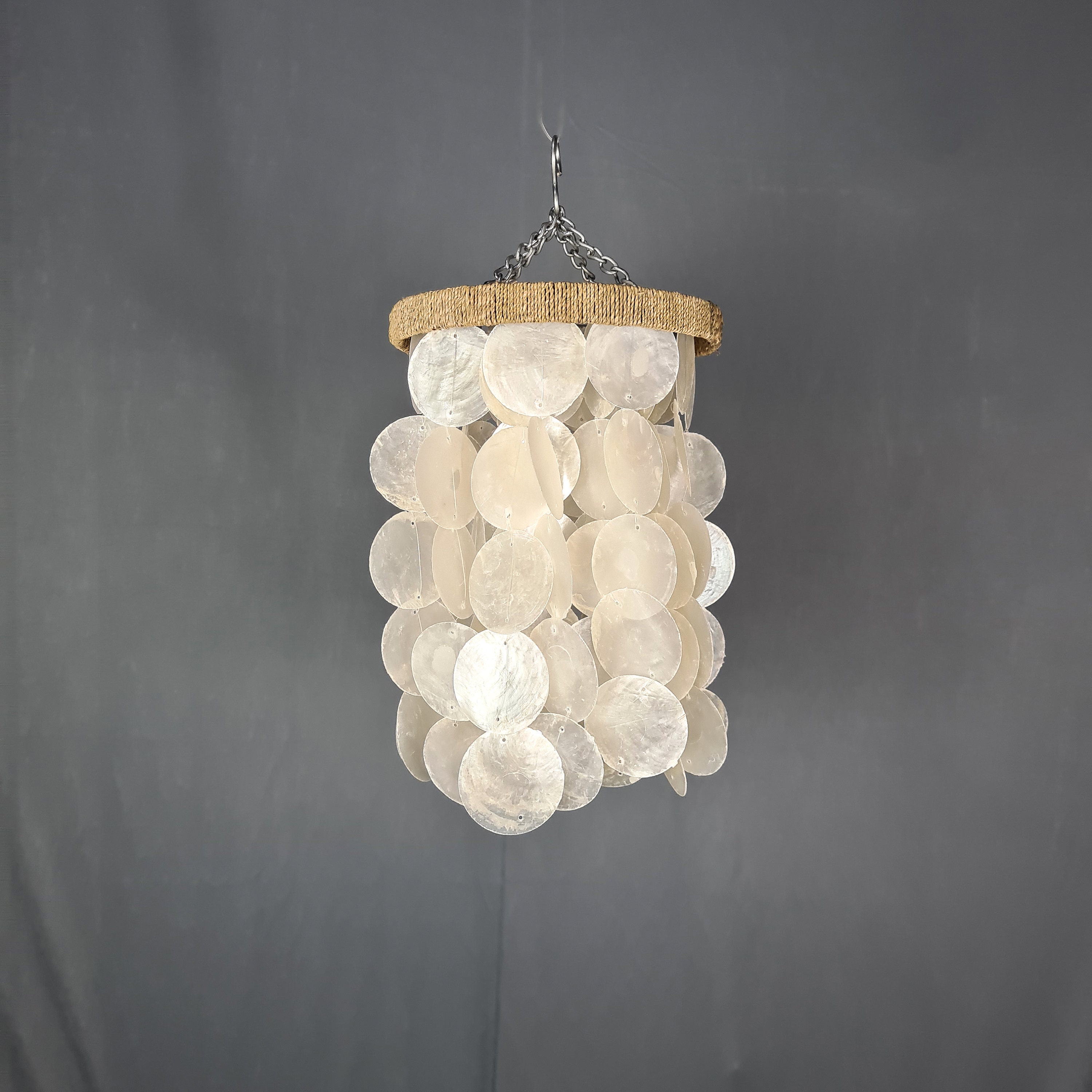 Shell Disc Lamp Shade Shell Lamp Shade Small Chandelier Singing Light Boho Lighting Pendant ...
