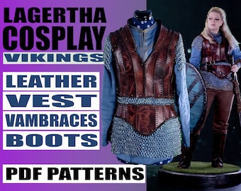 Lagertha Leather Vest, Boots and Vambraces Digital PDF Patterns