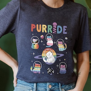 Purride Shirt,Cats In Space Shirt,Rainbow Pride Shirt,LGBT Tee,Rainbow Cats Tee,LGBT Cats Shirt,LGBTQ Pride Shirt,Cat Lover Gift, Kindness T