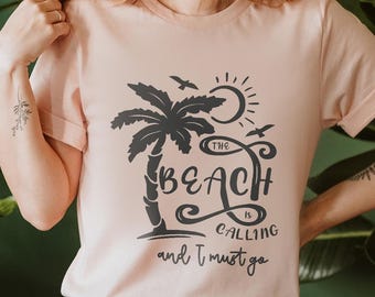 Beach Summer Shirt,T-shirt For Women,Beach is Calling and I Must Go Shirt,Beach Summer Shirt,Beach T-Shirt,Retro Beach Shirt,Vacation Shirt