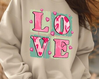 Love Valentines Sweatshirt, Retro Heart Sweater,Women's Valentines Day Sweatshirt,Love Valentine Sweatshirt,Valentine Hoodie,Valentines Gift