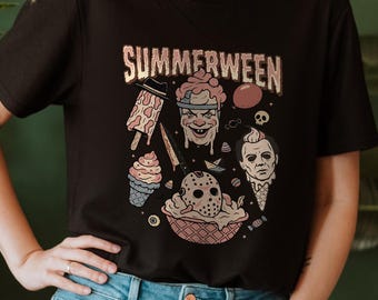 Summer Halloween T-Shirt, Freaking Love Summer Shirts,Horror Characters,Summerween T-Shirt,Halloween In Summer,Summerween Gift,Halloween Tee