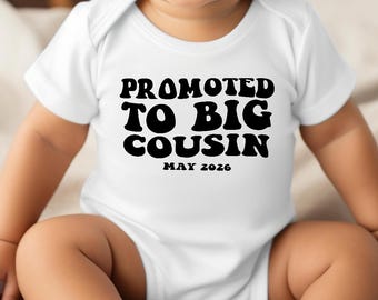 Groovy Promoted to Big Cousin Graphic TShirt: Retro Cousin Shirt with Custom Date,Cousin Promotion Shirt RL18980