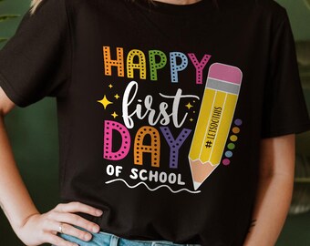 Happy First Day of School Shirt, Teacher Gift, Gift for Teachers, Kindergarten Teacher, Elementary Teacher Shirt, Teacher Appreciation Shirt