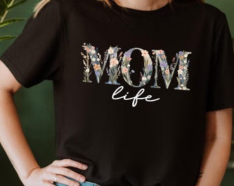 Camiseta Floral Mom Life, Camiseta Estética para Mamá, Camiseta Bonita de Maternidad, Regalo para Mamá, Camiseta Moderna para Mamá, Regalo del Día de la Madre, Camiseta Gráfica para Mujer