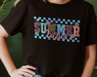 Summer Vibes Shirt, Brushstroke Summer Vibes Shirt, Floral Summer Shirt, Gift for Mother, Weekend Shirt, Hello Summer Tee, Beach Vacation