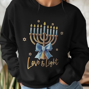 Hanukkah Shirts, Hanukkah Shirt for Women,Chanukah Crewneck,Cute Holiday Sweater,Jewish Holiday Shirts,Festival of Lights Shirt,Chanukah Tee