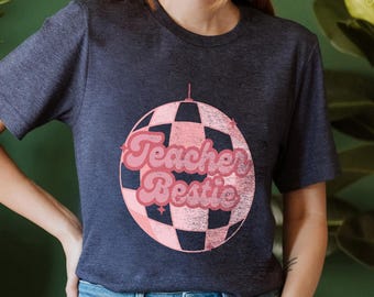Teacher Bestie T-Shirt, Funny Teacher Shirt,Teacher Coworker Shirts,Teaching Partner Gifts,Back To School Shirt,First Day Of Preschool Shirt