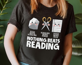 Rock Paper Scissor Reading Shirt, Book T-shirt, Reading Teacher Shirt, Bookworm T-Shirt, Teacher Tee, Book Lover Gift